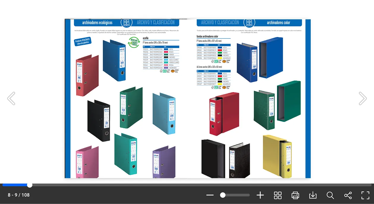 Catálogo de papelería y útiles de oficina